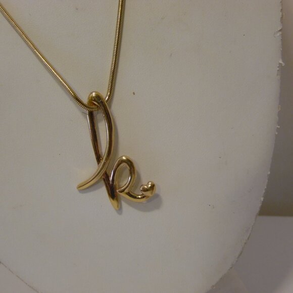 Colleen Lopez Fancy Cursive Script Initial "K" Pendant w/Chain 18" - Picture 6 of 9